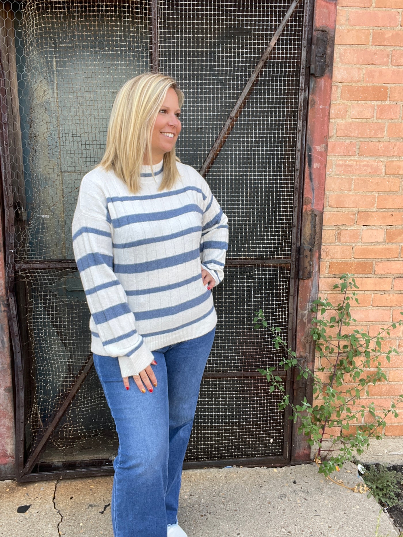 Baby Blue Striped Sweater