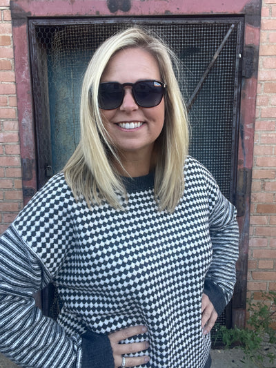 Checkerboard Pullover Sweater