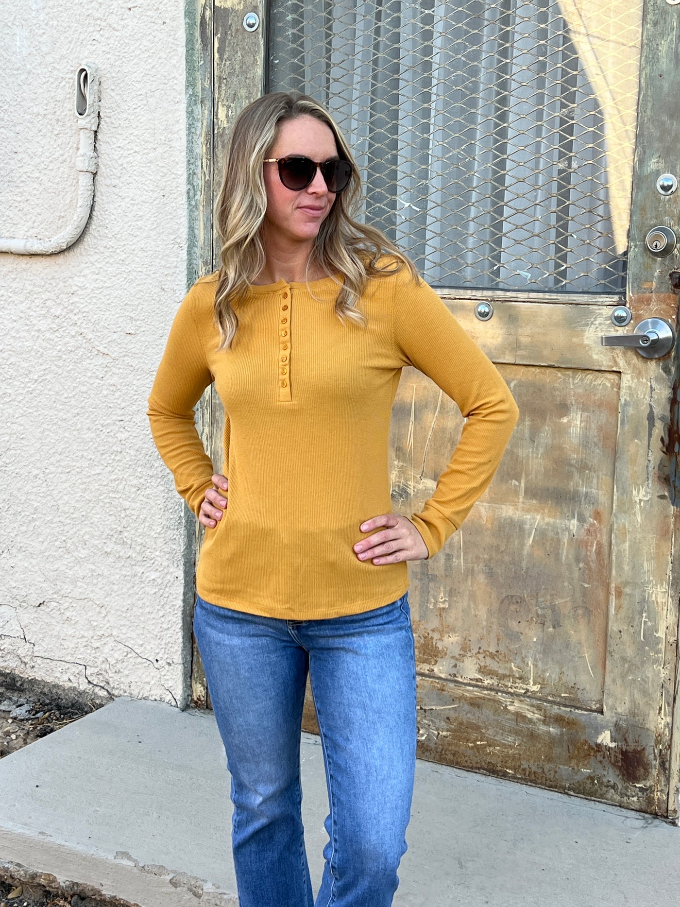 Mustard Thermal Henley