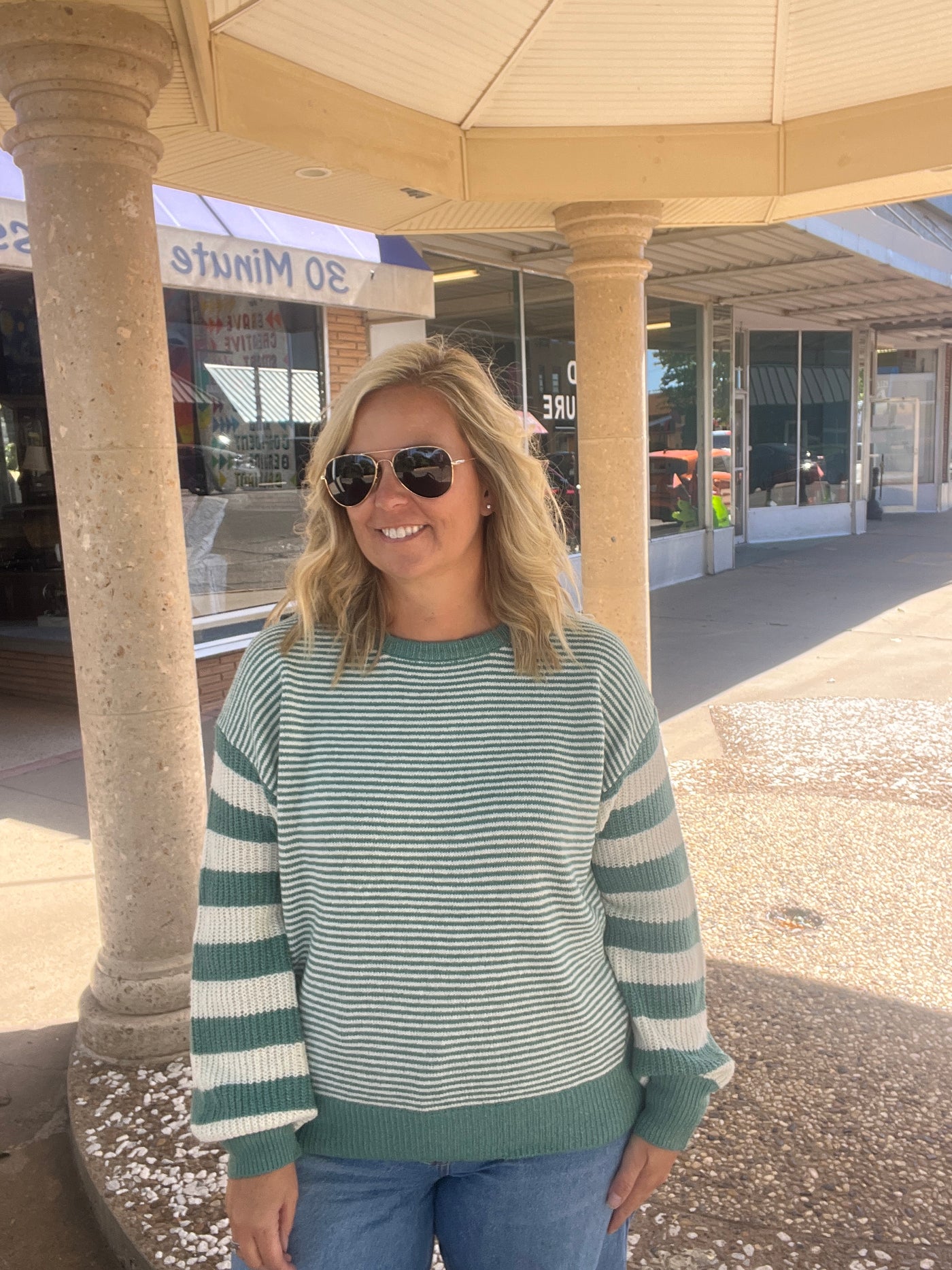 Mixed Media Green Sweater