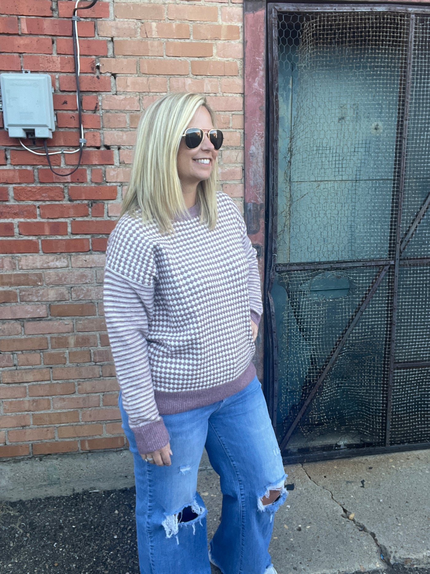 Checkerboard Pullover Sweater