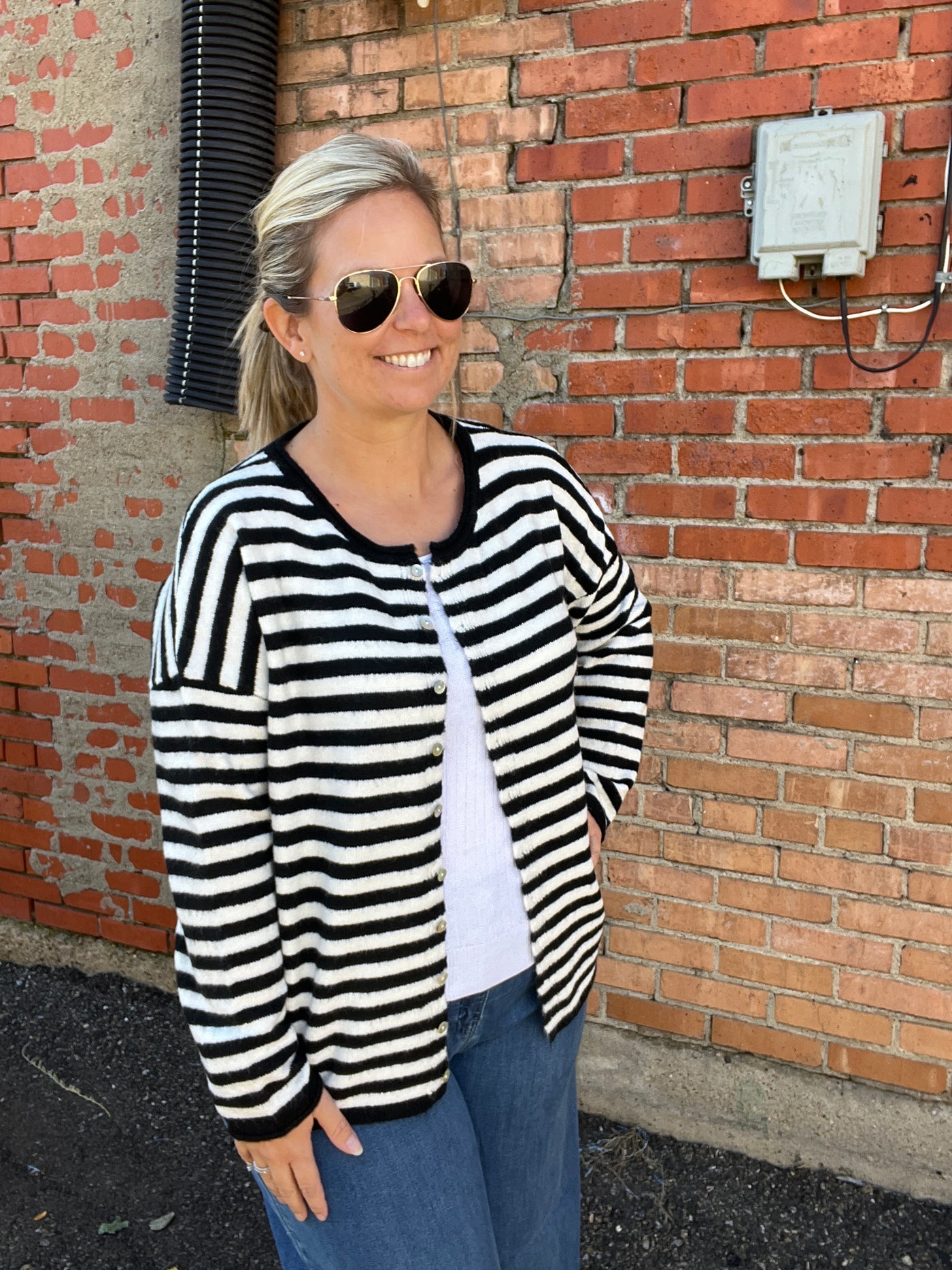 life in black and white sweater