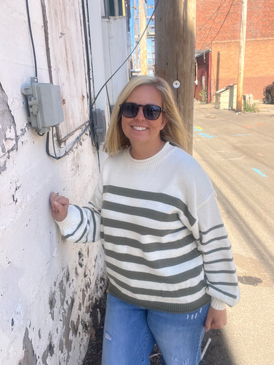 Olive Striped Sweater