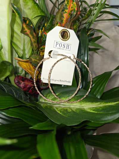 Diamond Textured Hoop Earrings