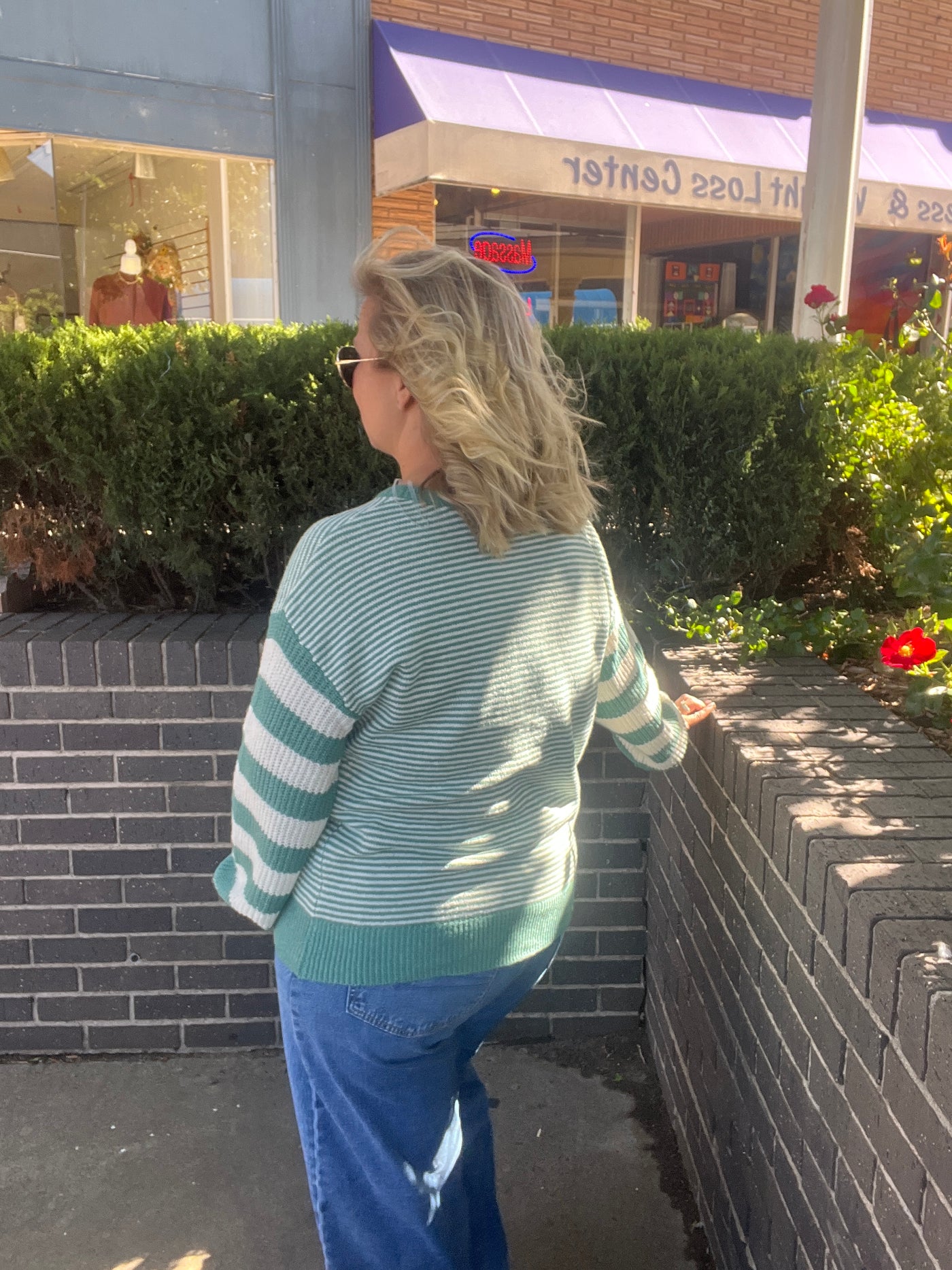 Mixed Media Green Sweater