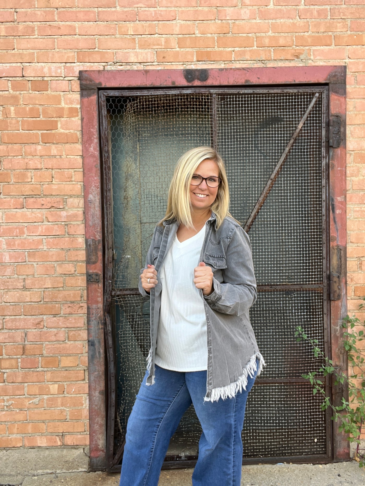 Frayed Hem Denim Shirt