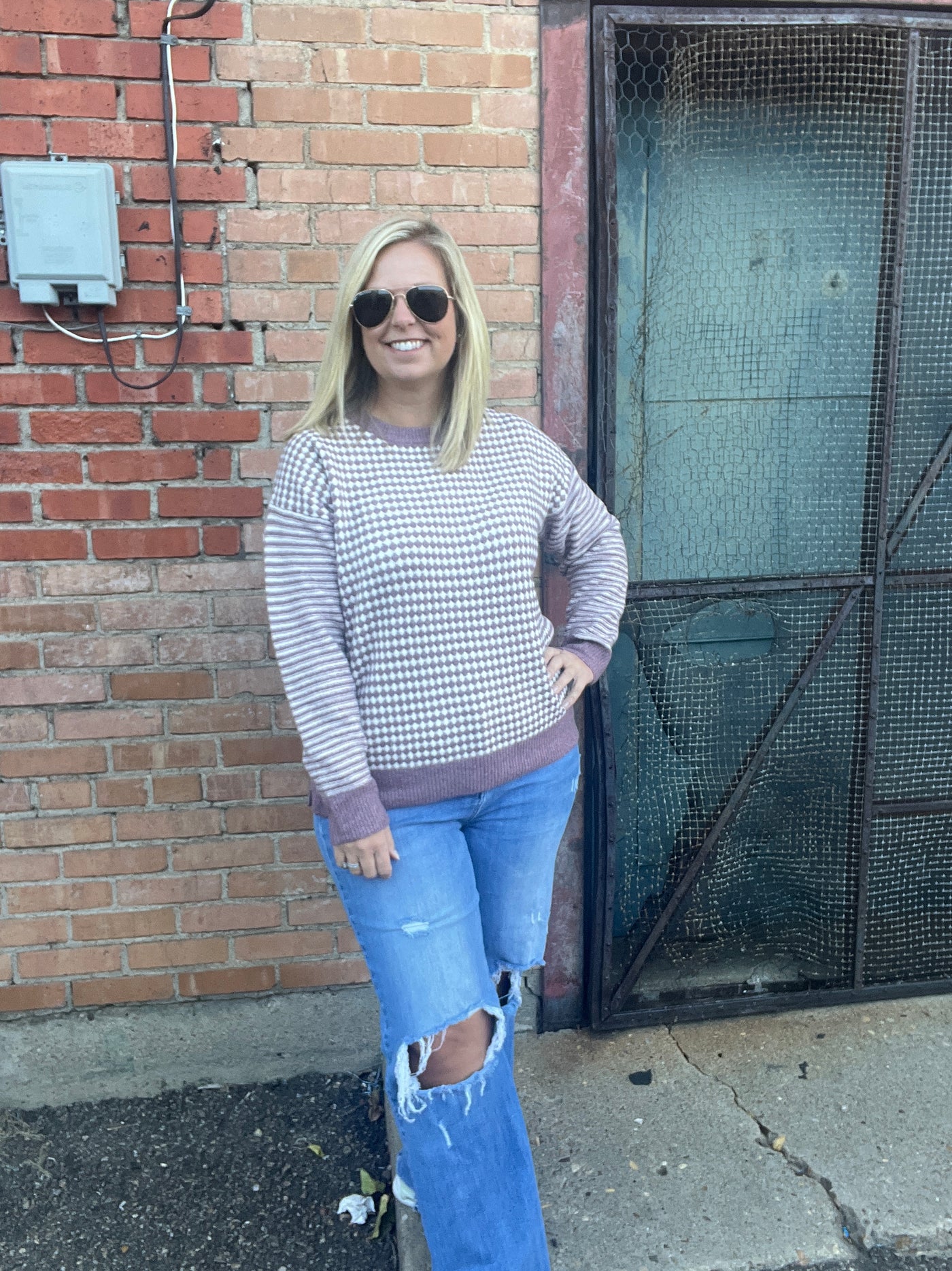 Checkerboard Pullover Sweater