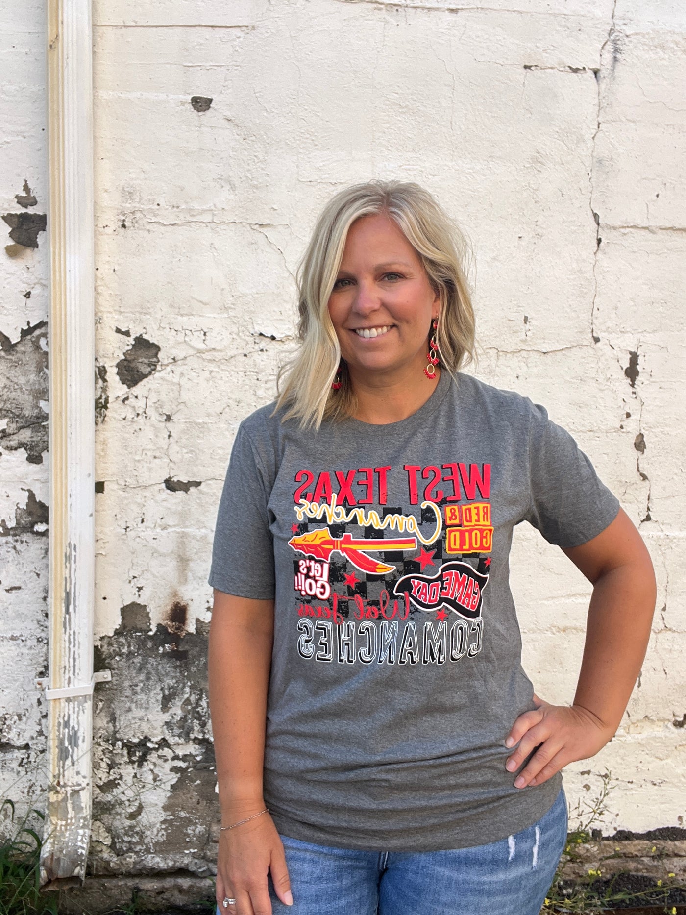 Grey West Texas Comanche Gameday Tee