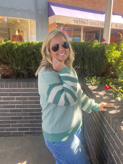 Mixed Media Green Sweater