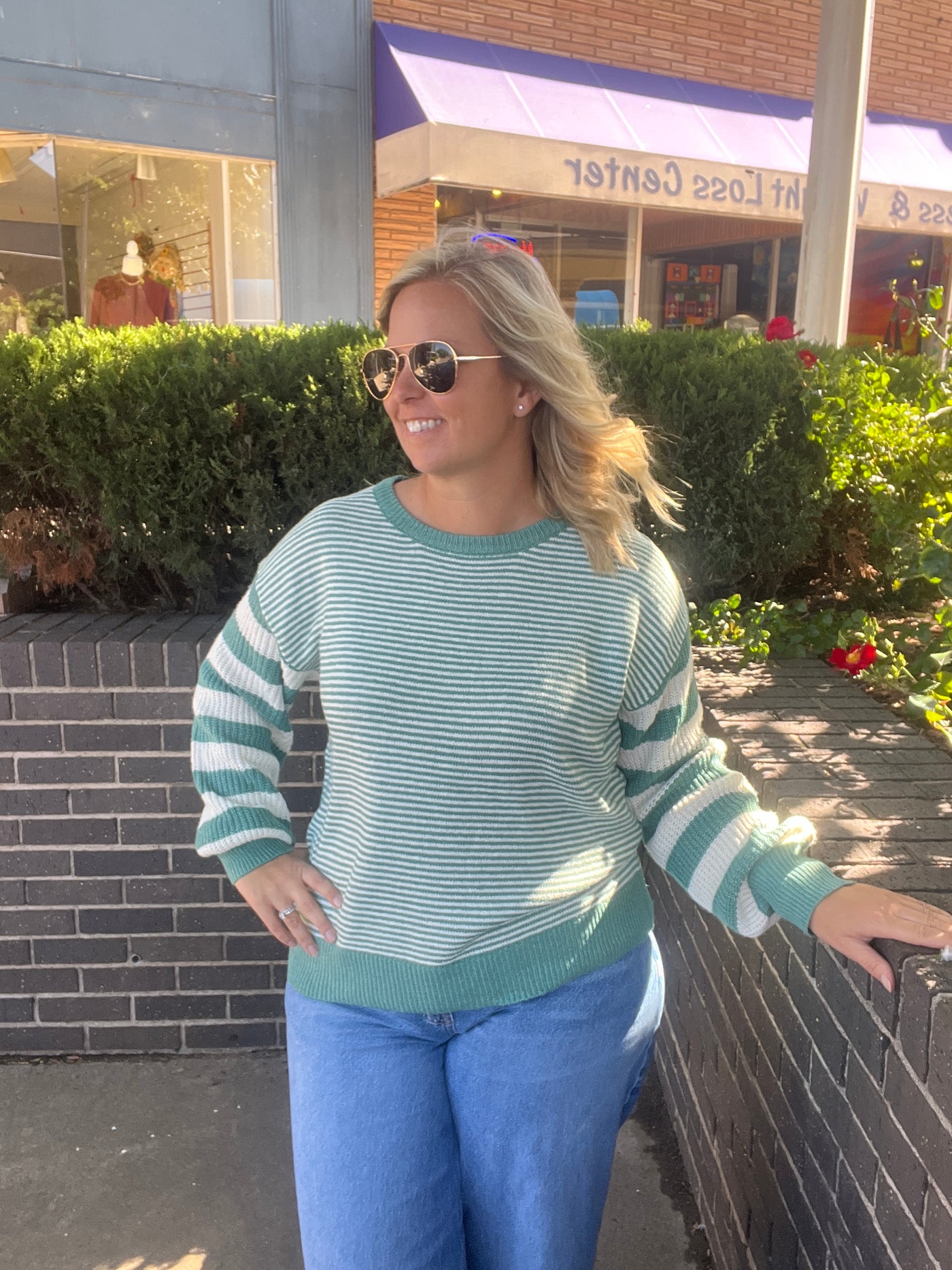 Mixed Media Green Sweater