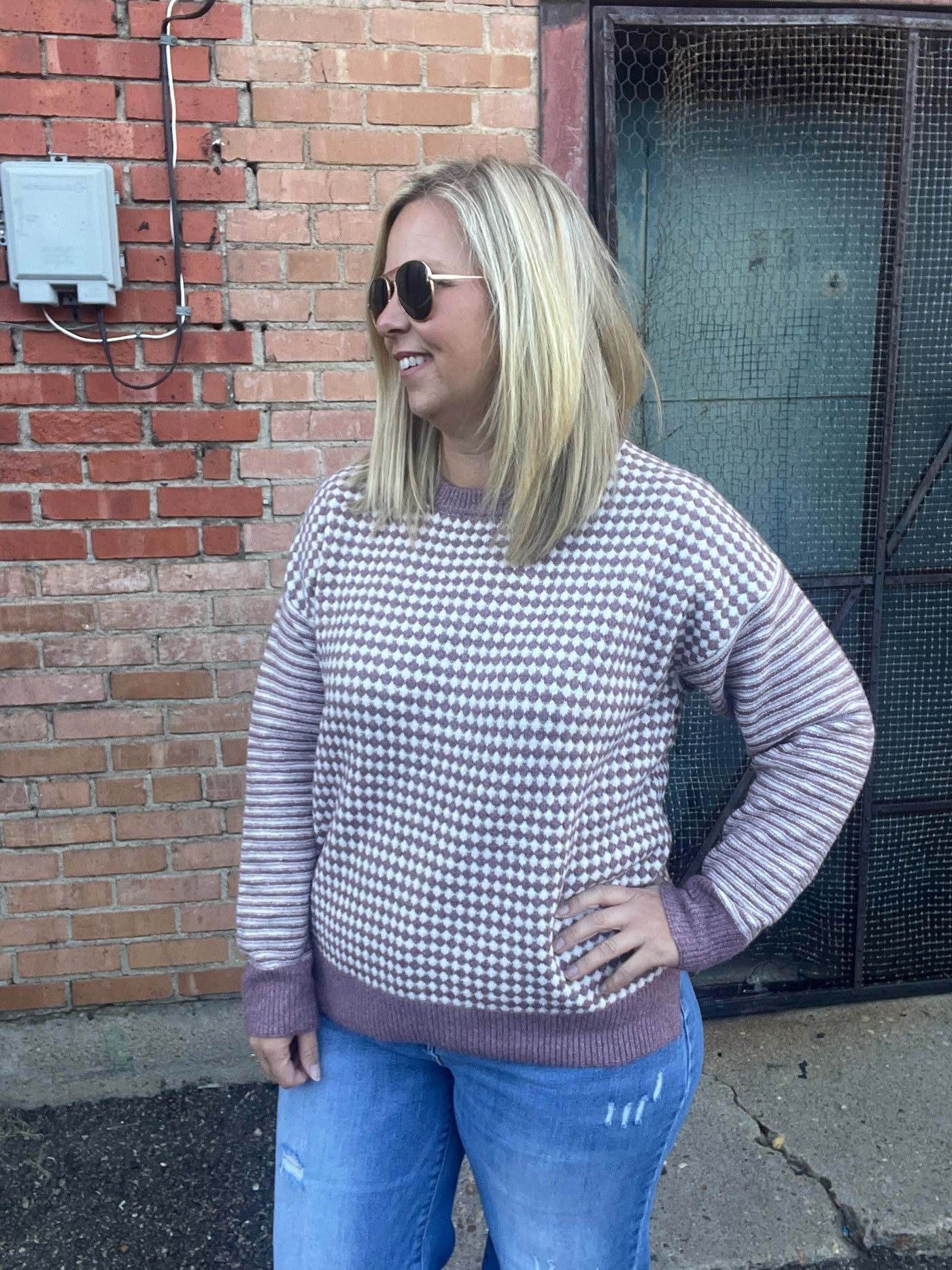 Checkerboard Pullover Sweater