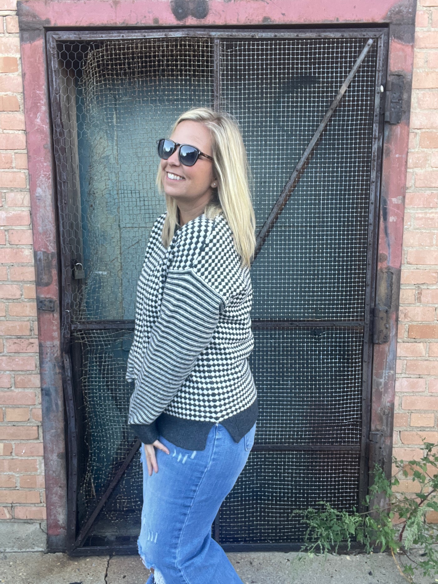 Checkerboard Pullover Sweater