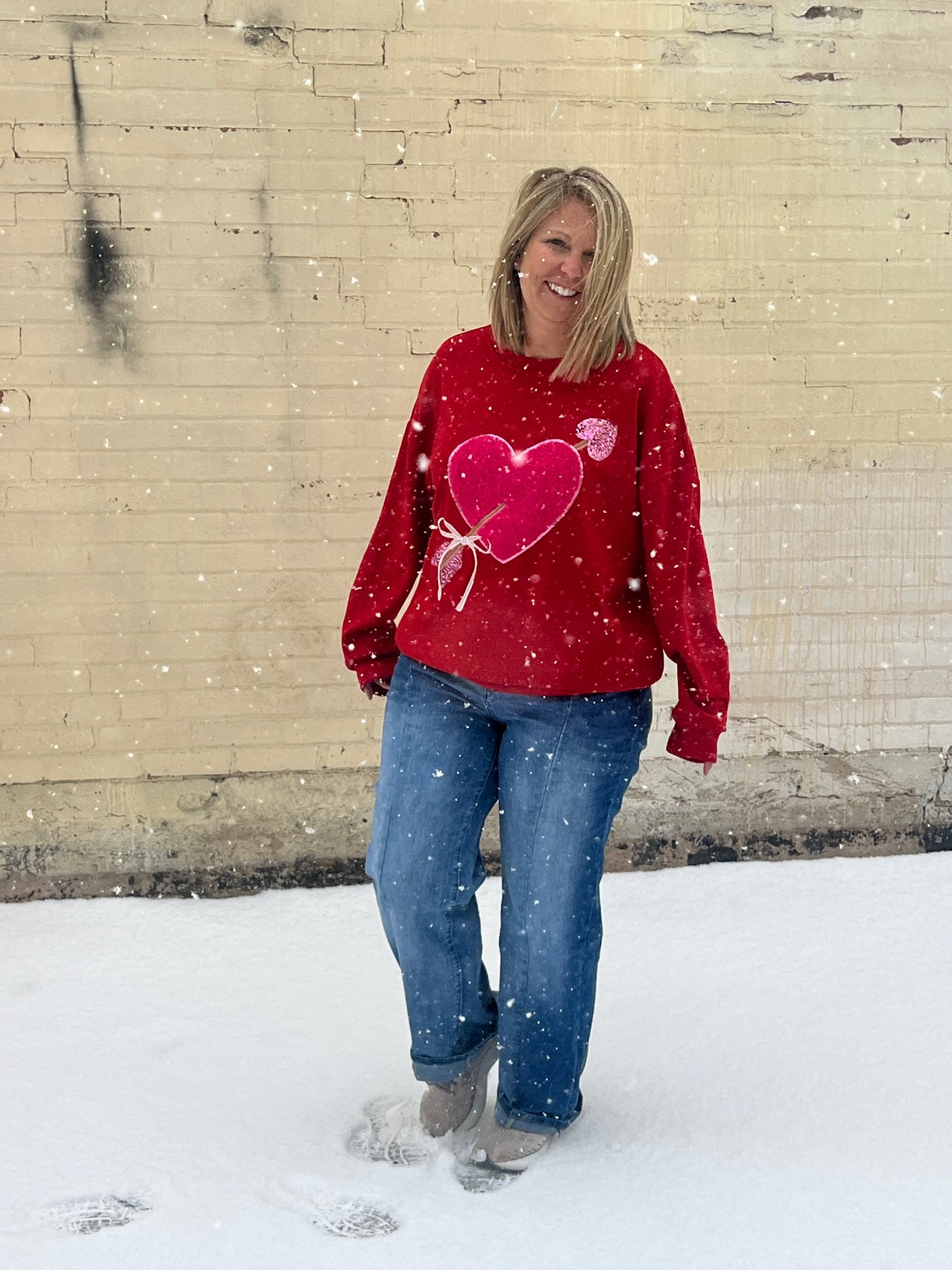 Cross My Heart Chenille Patch Pullover