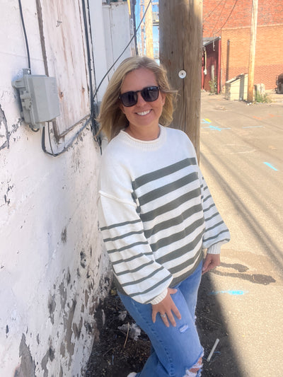 Olive Striped Sweater