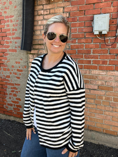 life in black and white sweater