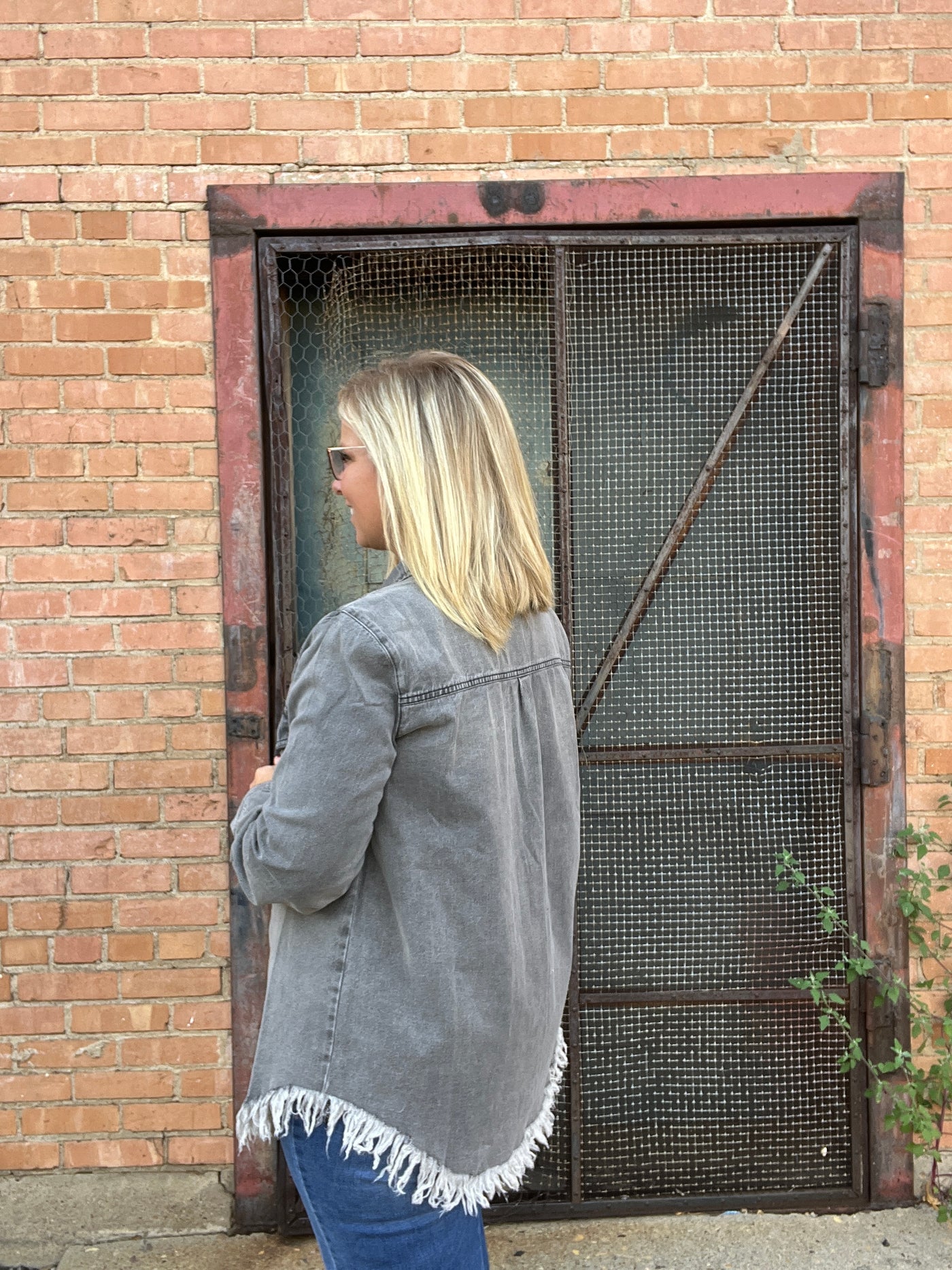 Frayed Hem Denim Shirt