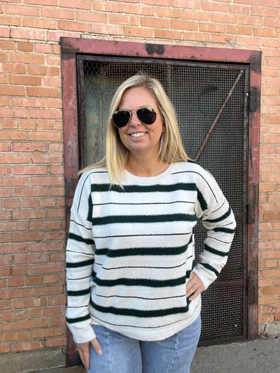 Forrest Green Striped Sweater