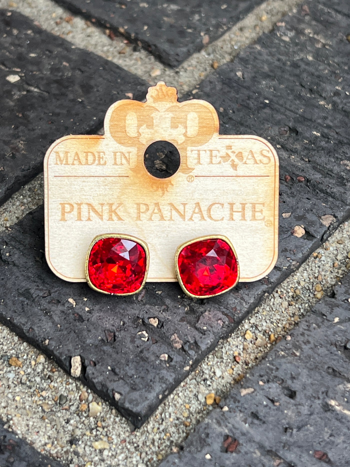 Pink Panache Red Stud Earrings