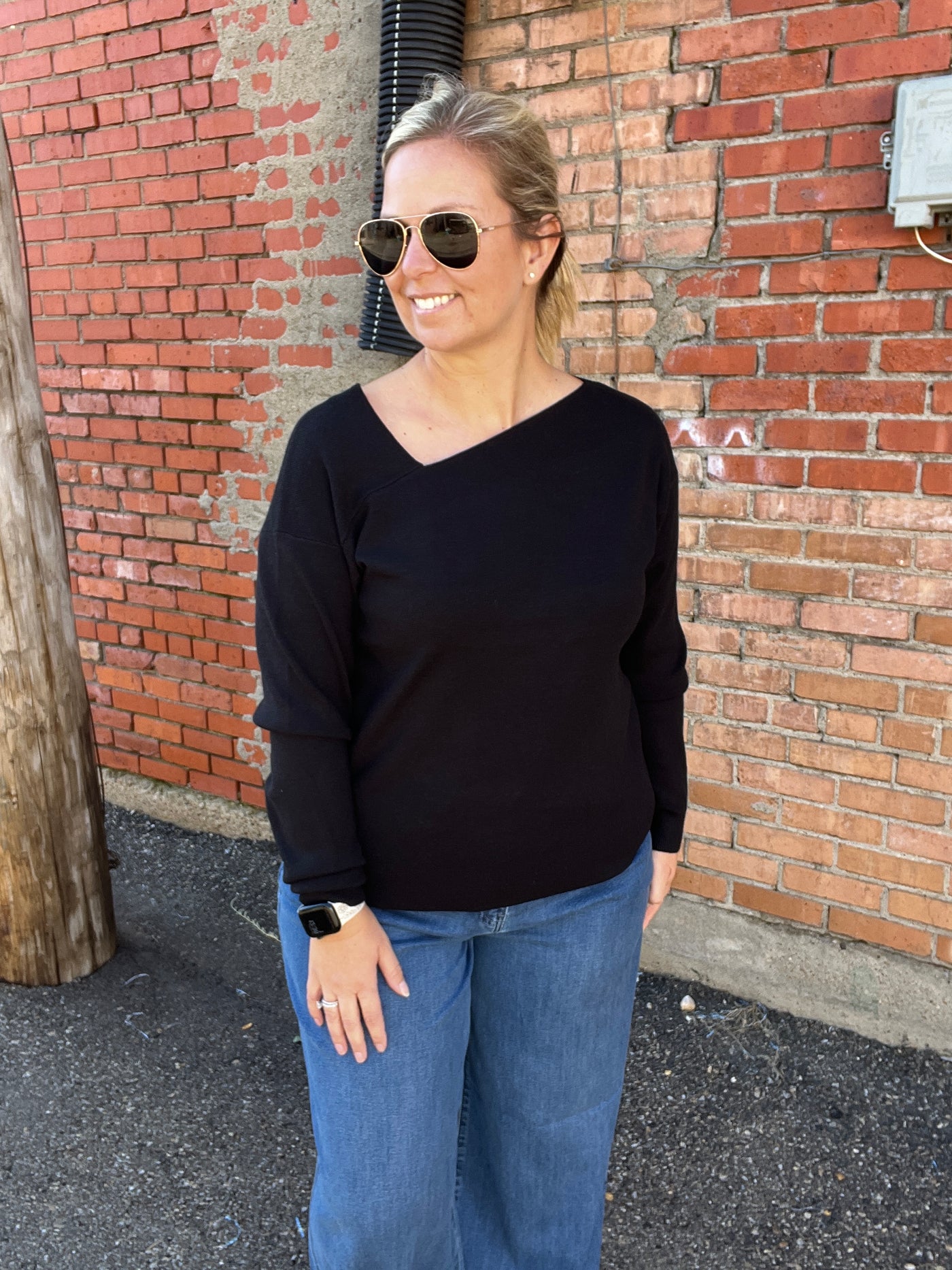 Asymmetric neck Sweater