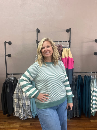 Mixed Media Green Sweater