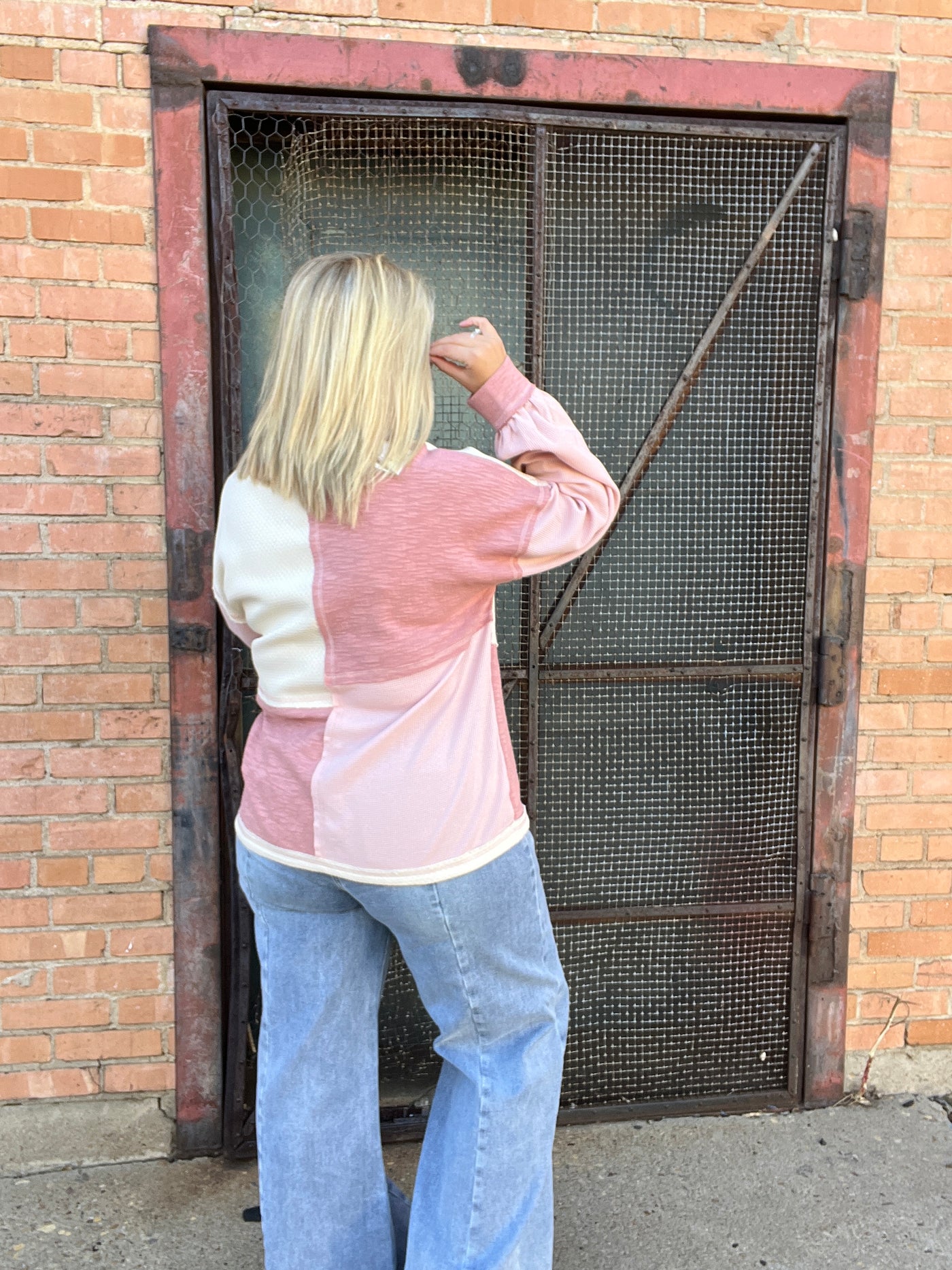 Blushing Color Block Oversized Shirt