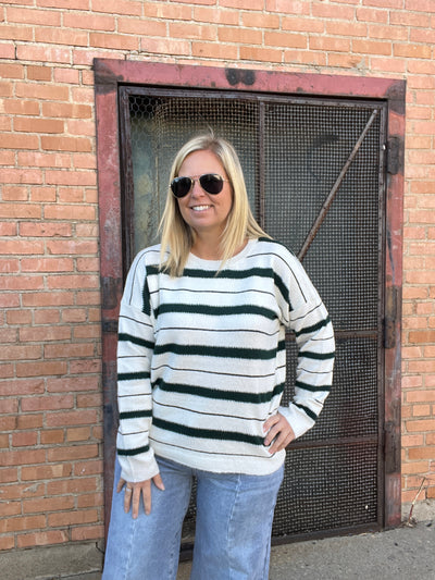 Forrest Green Striped Sweater