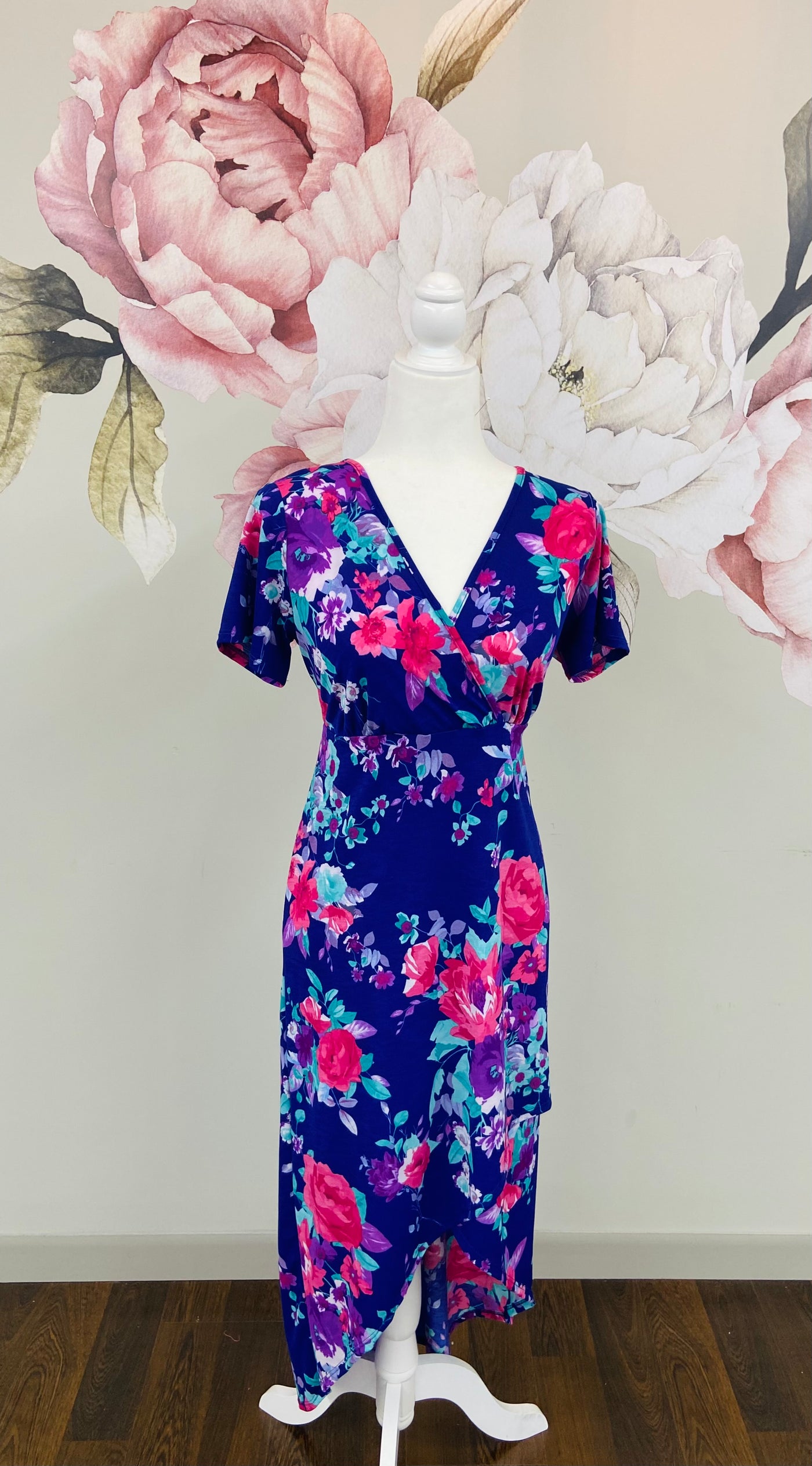 Blue Floral Hi-Low Dress