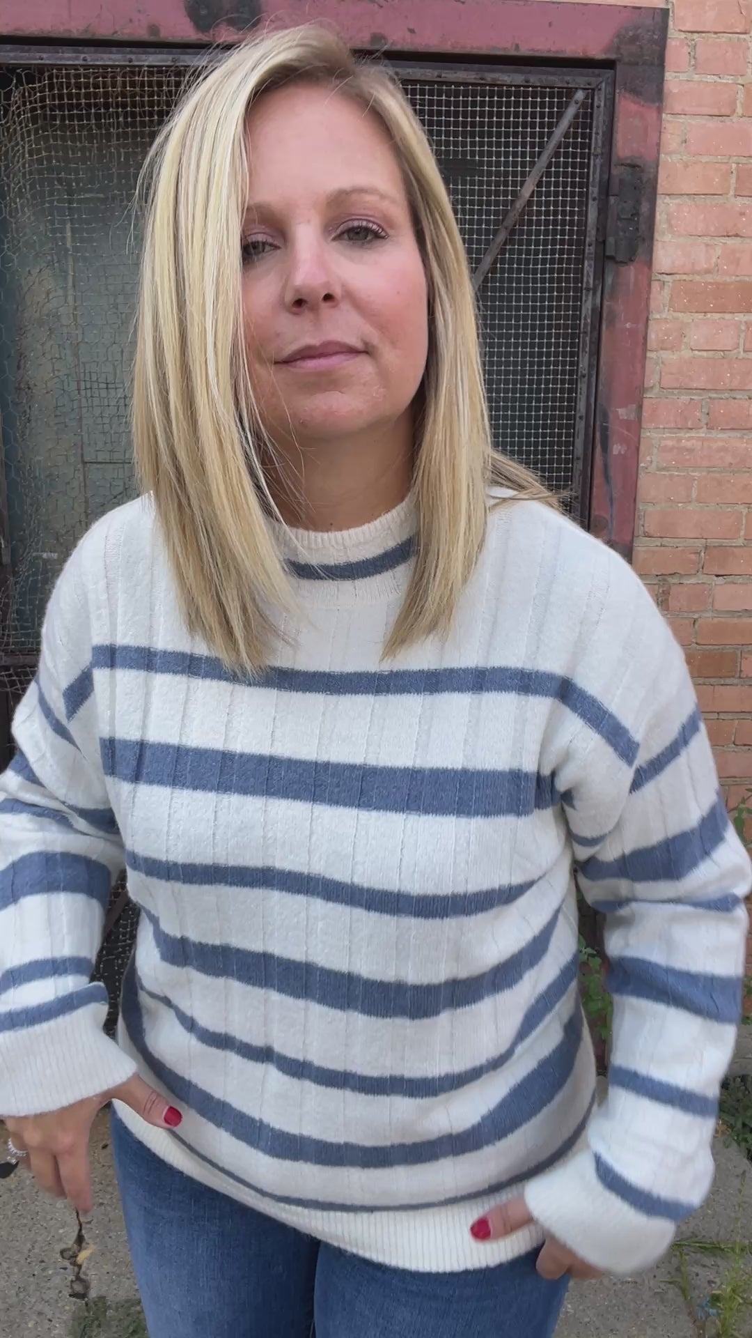 Baby Blue Striped Sweater