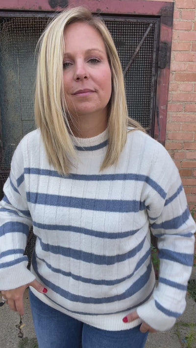 Baby Blue Striped Sweater