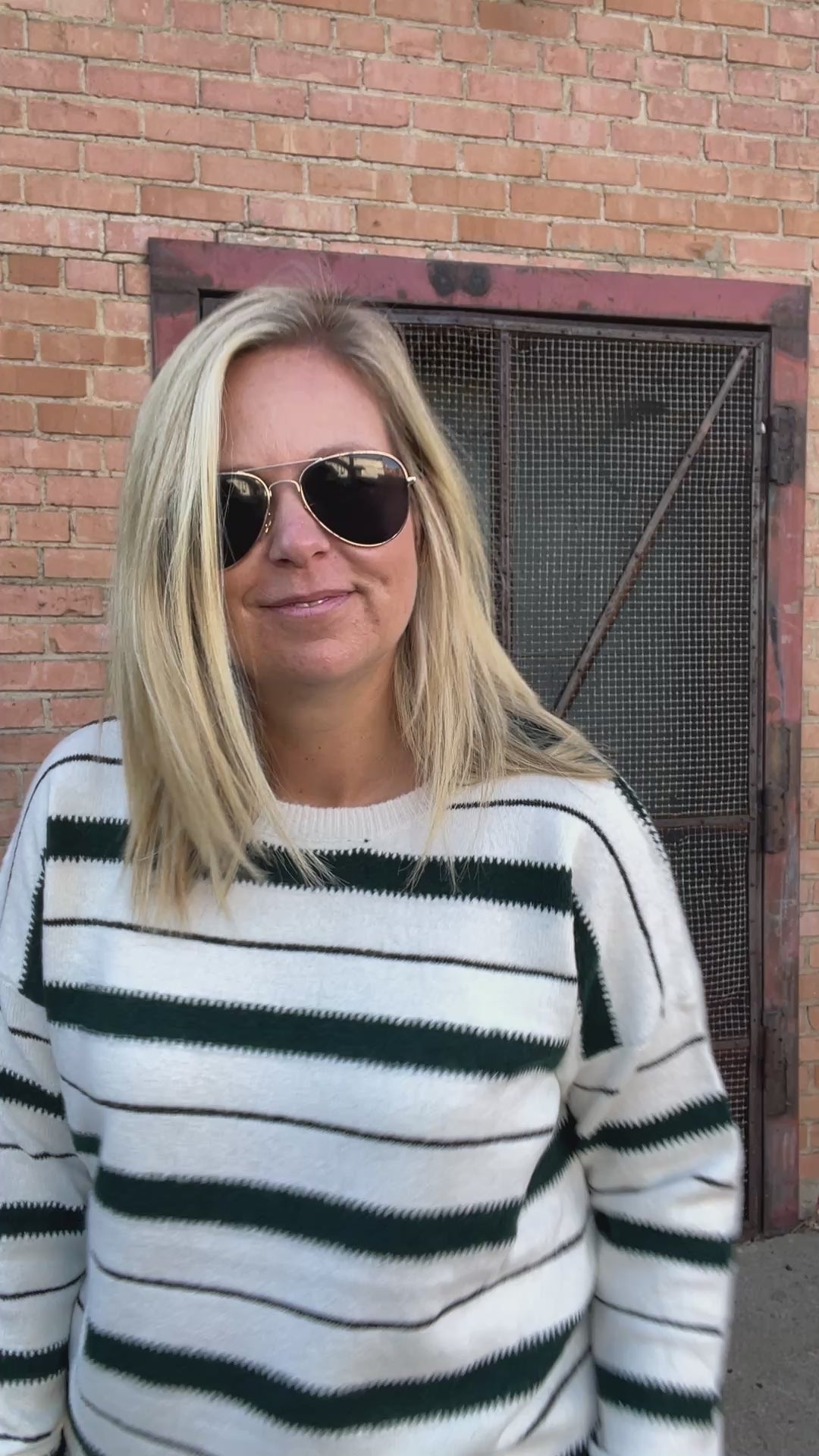 Forrest Green Striped Sweater