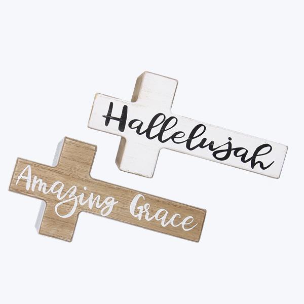 Wood Tabletop Cross – Chocolate Tulip