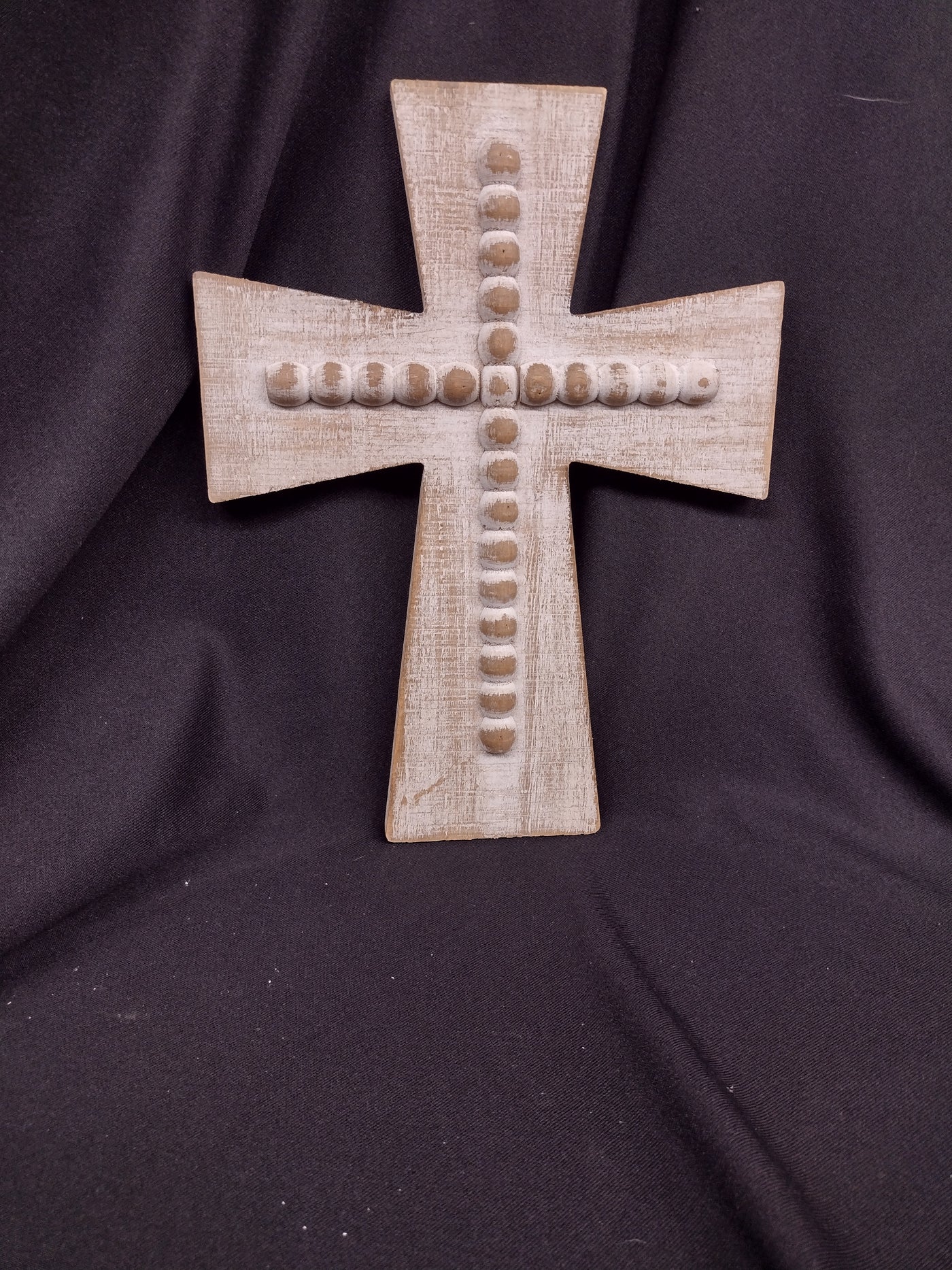 Whitewashed Bead Wooden Crosses