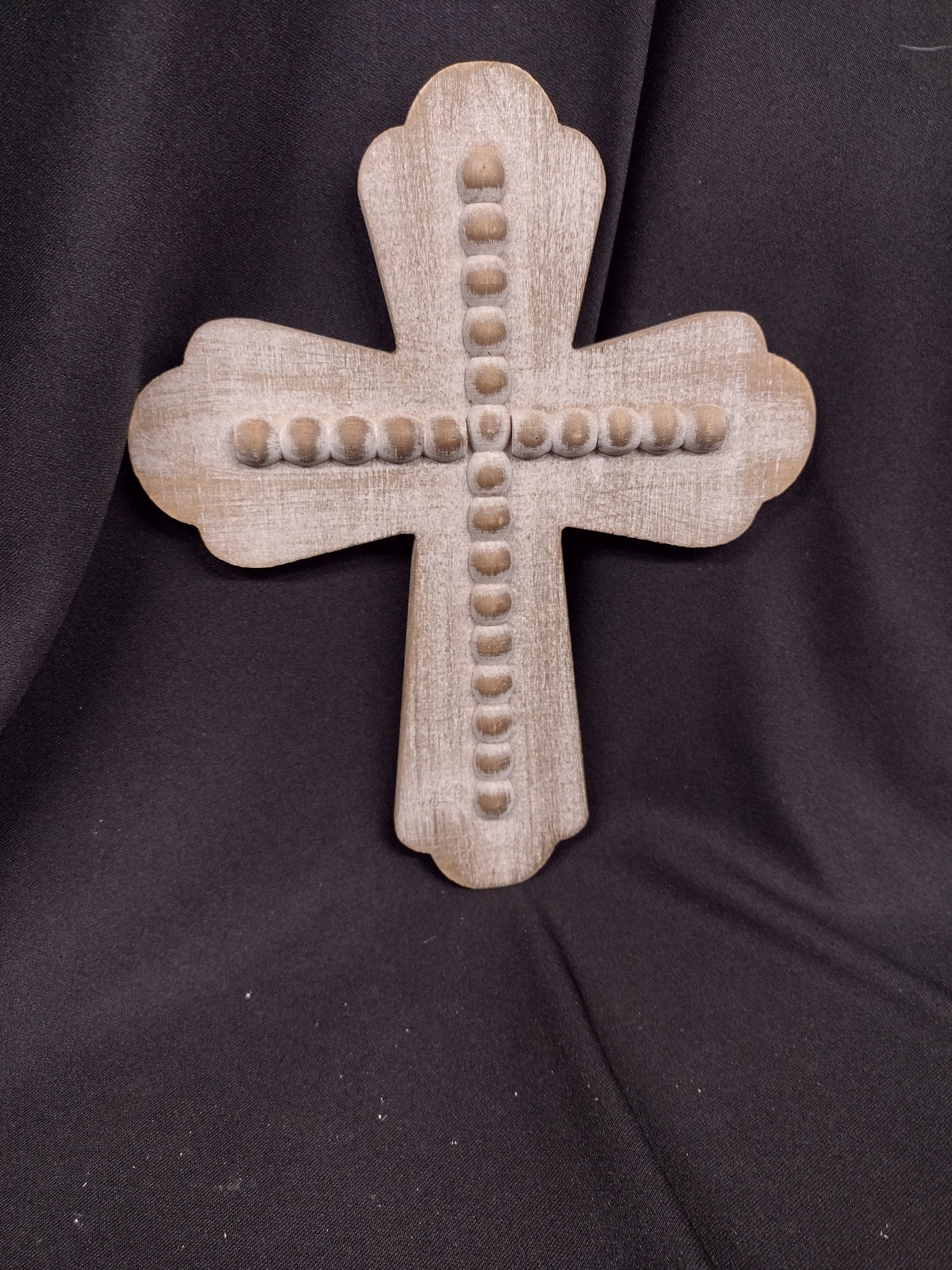 Whitewashed Bead Wooden Crosses