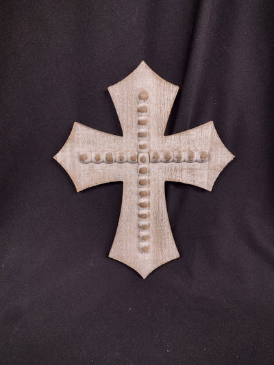 Whitewashed Bead Wooden Crosses