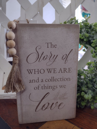 Wood Tabletop Book with Blessing Bead Bookmark