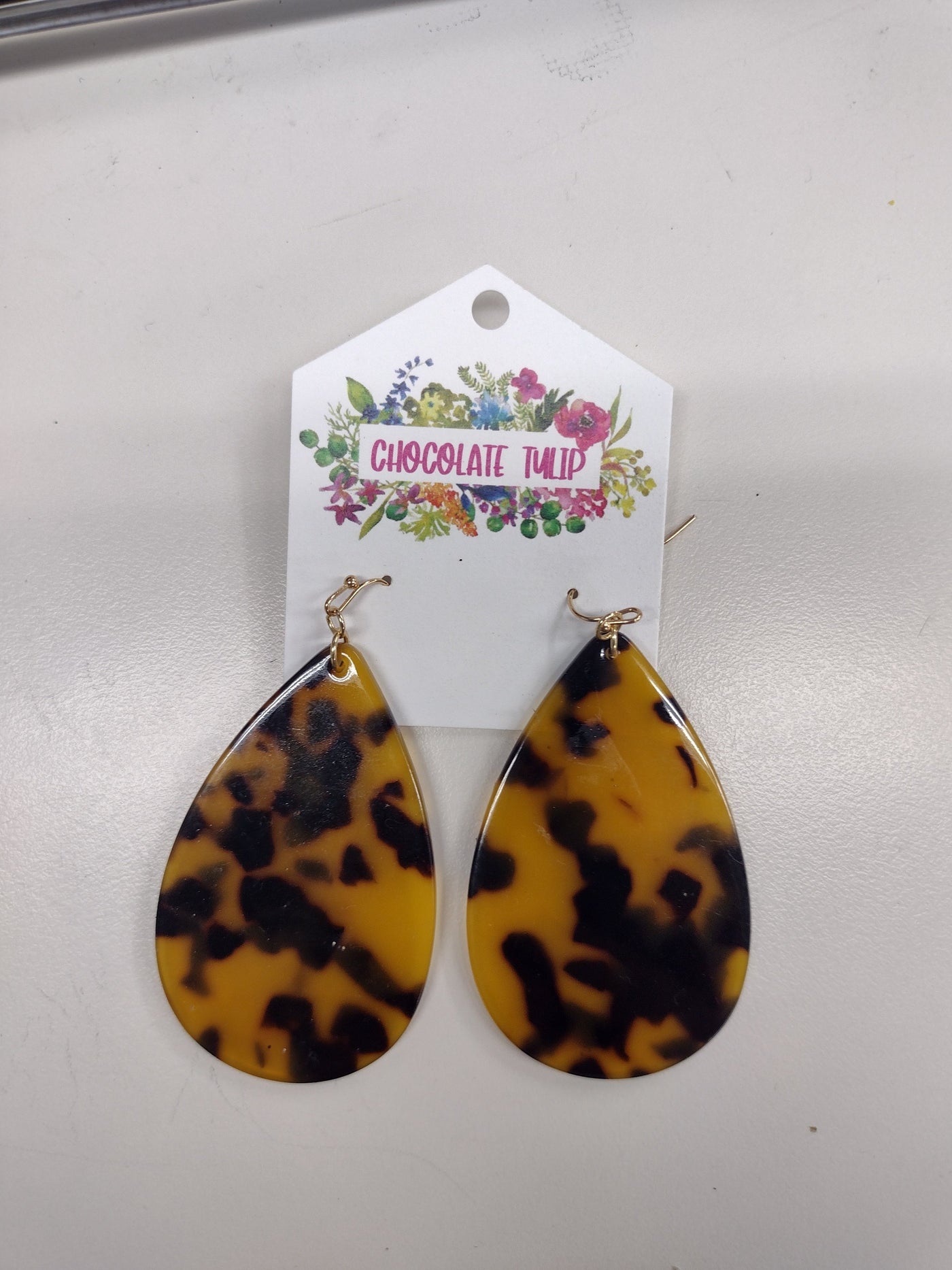 Tortoiseshell Teardrop Earrings