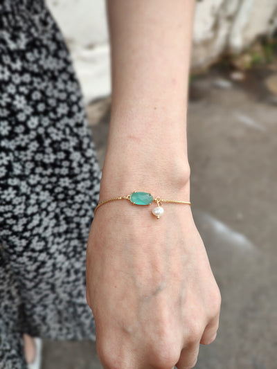 Oval Crystal Bracelet with charm
