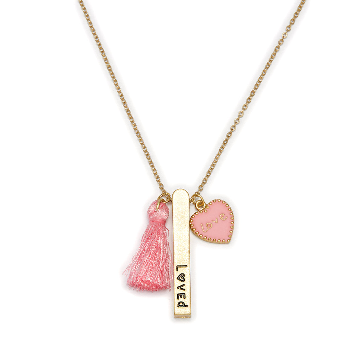 Kids Pink love tassel Necklace