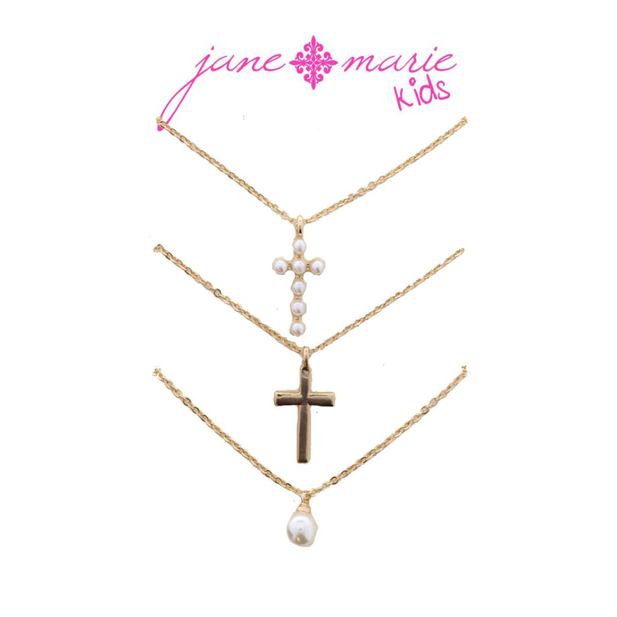 Kids Tri Cross Necklace Set