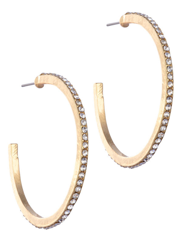 Gold Crstal Hoop Earrings